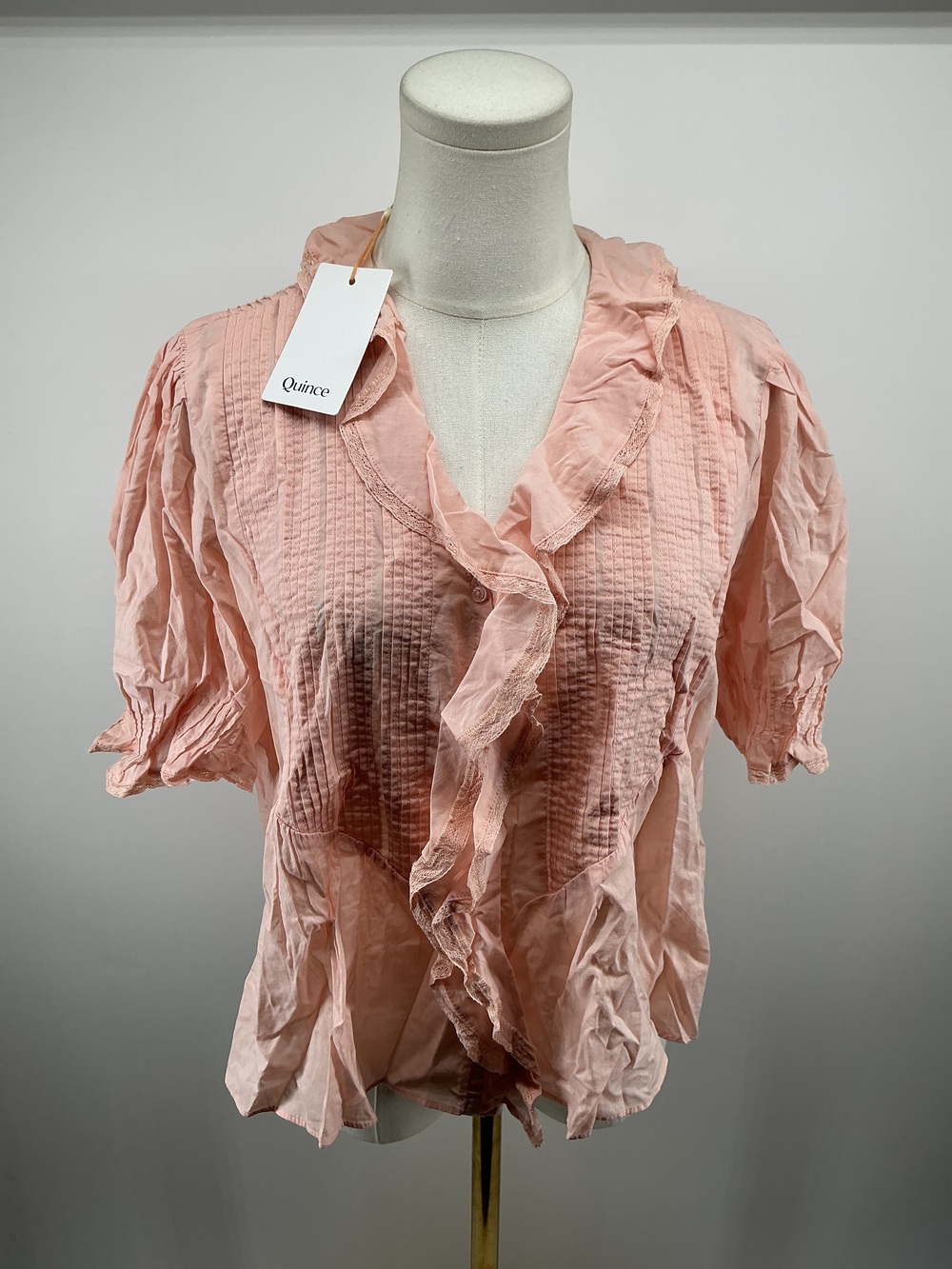Organic Cotton Voile Short Sleeve Peasant Blouse